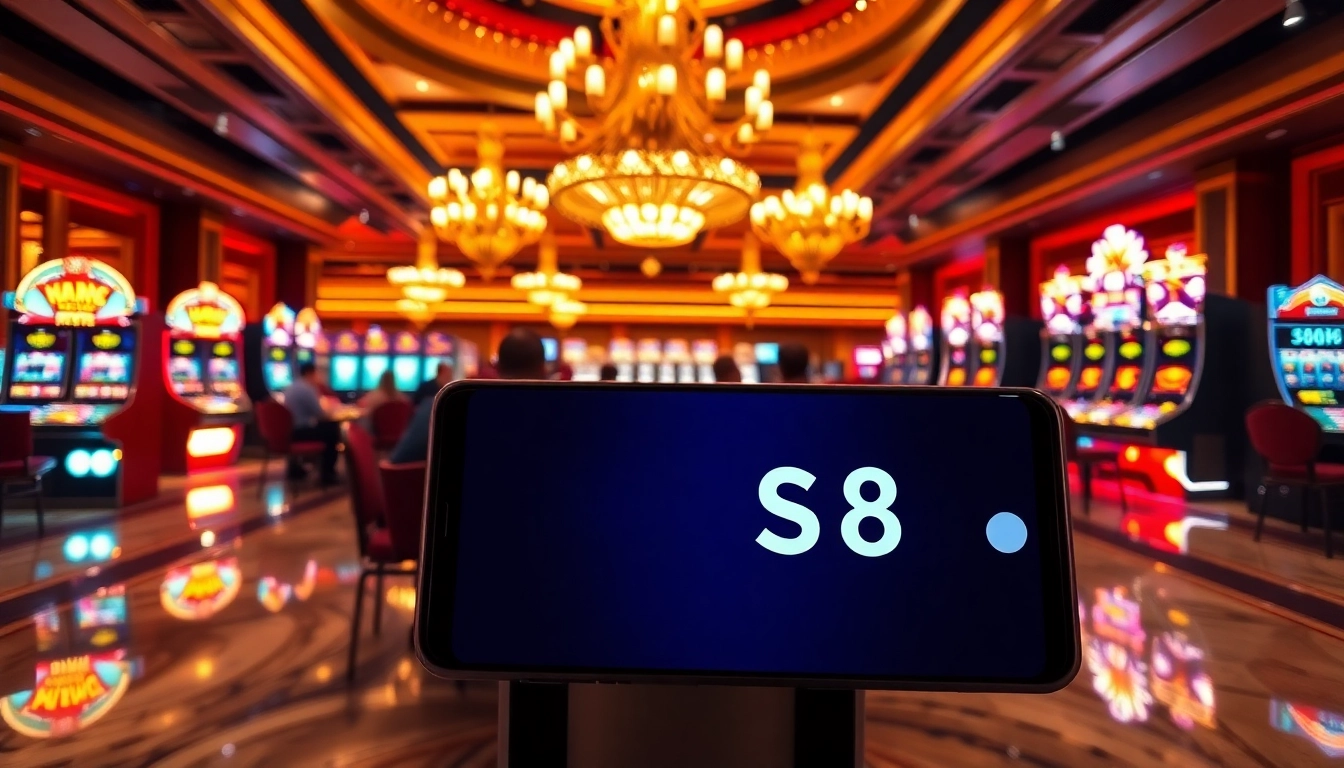 Experience exhilarating gaming with S8 at high-stakes poker tables in a luxurious casino setting.