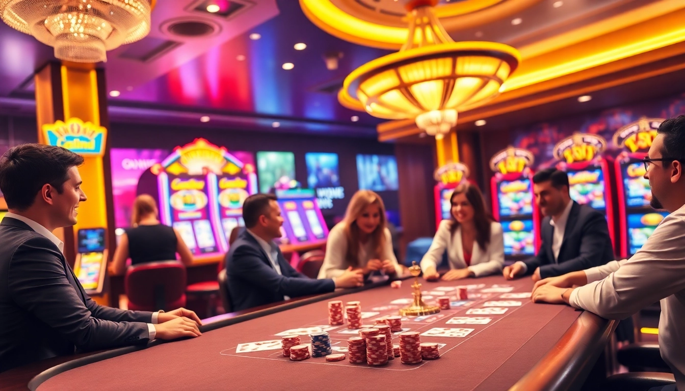 Exciting scene of online gambling with poker chips and roulette wheel at game ok8386 casino.