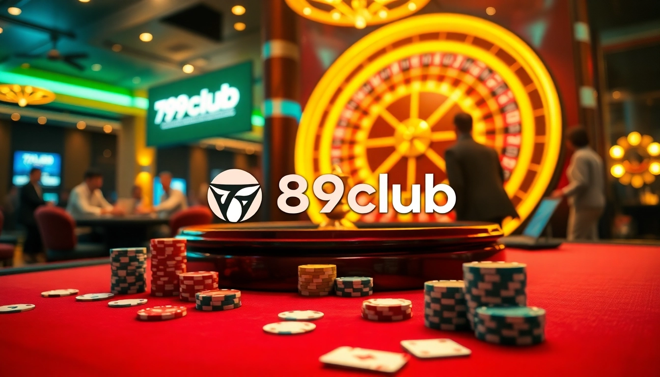 Players enjoy a thrilling game at 789club's luxurious casino table with poker chips and cards.