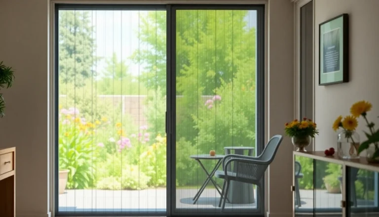 Enhance home comfort with a fly screen for patio doors, showcasing a stylish design and inviting outdoor view.