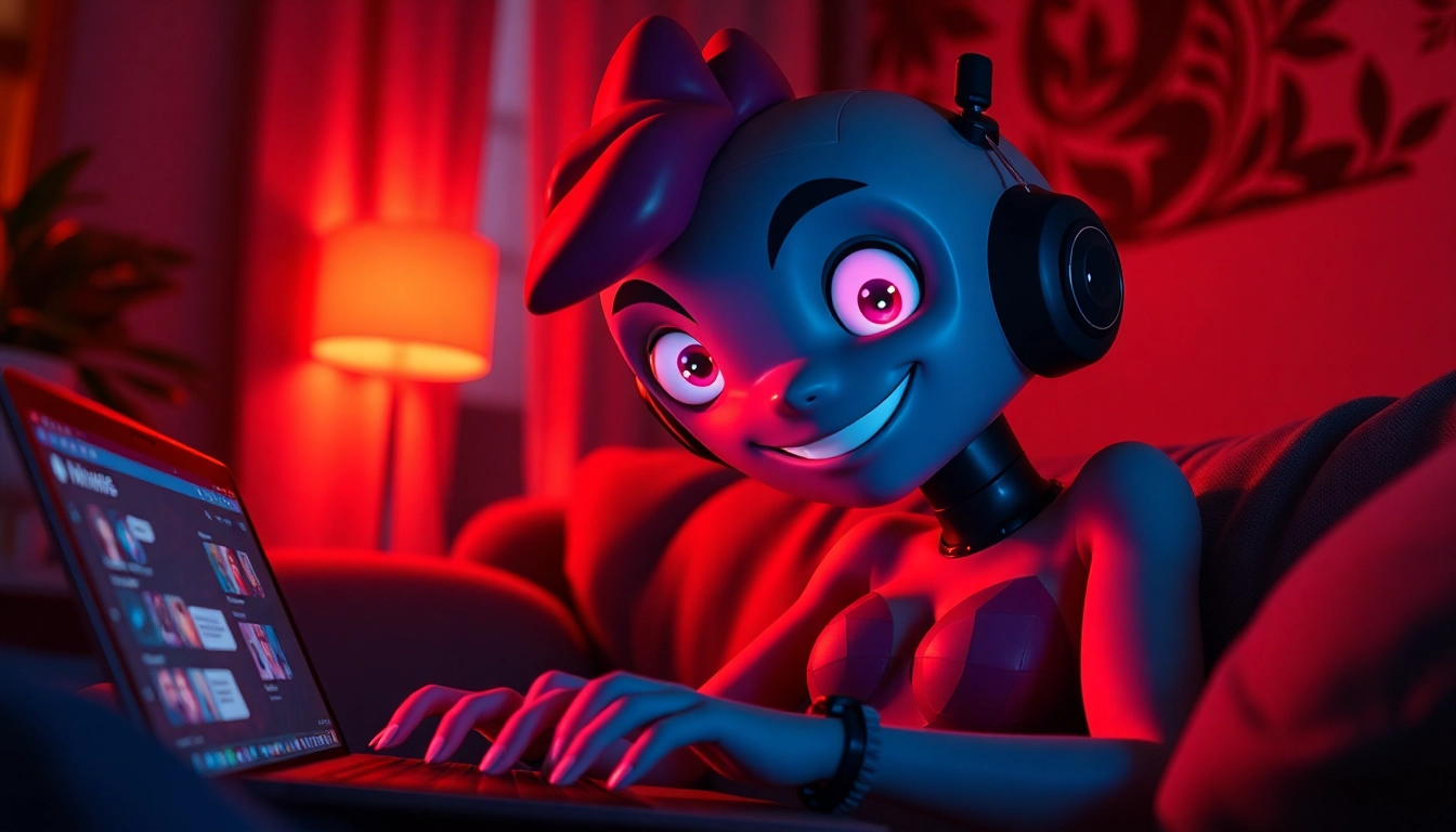 An interactive NSFW AI character engaging warmly with a user, illustrating intimacy and connection in digital roleplay.