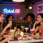 Friends enjoying cocktails and gourmet appetizers at Rokok 88 lounge bar, capturing vibrant nightlife.
